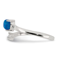 Sterling Silver Polished Opal and CZ Bypass Ring - 3