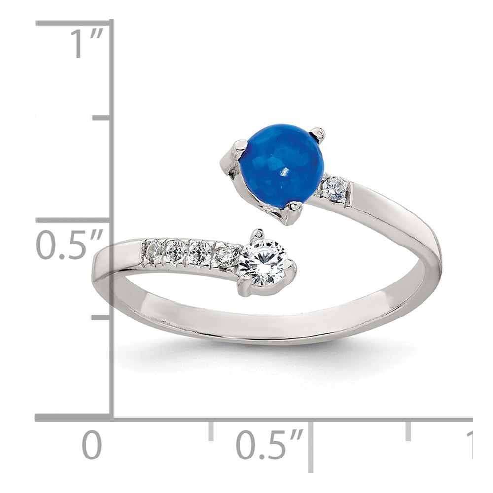 Sterling Silver Polished Opal and CZ Bypass Ring - 3