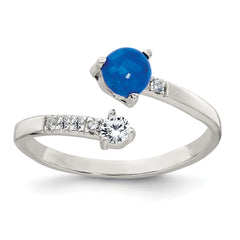 Sterling Silver Polished Opal and CZ Bypass Ring - 2