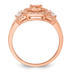 Sterling Silver Rose-tone Polished Fancy Pink CZ Halo Size 8 Ring