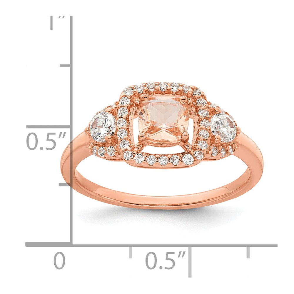 Sterling Silver Rose-tone Polished Fancy Pink CZ Halo Size 8 Ring