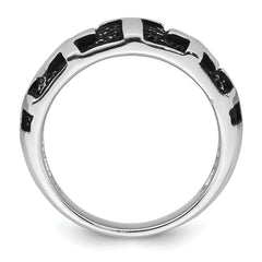 Sterling Silver Rhodium-plated Enameled Polished Multi-Cross Size 9 Men's Ring