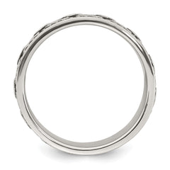 Sterling Silver Polished Beaded Antiqued Chain Link Band Size 11 Mens Ring