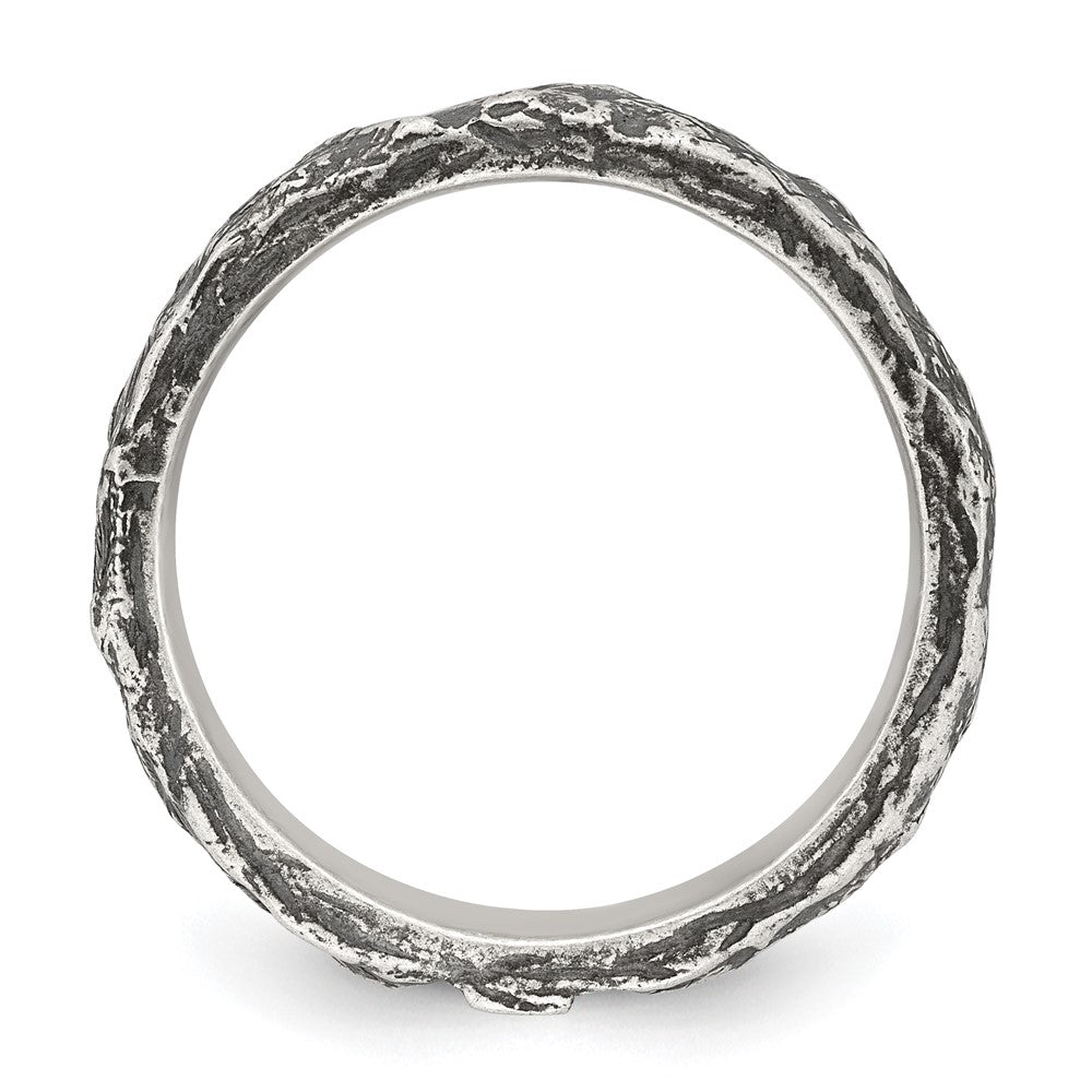 Sterling Silver Antiqued and Textured Nugget Mens Size 10 Band Ring