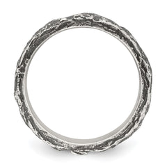 Sterling Silver Antiqued and Textured Nugget Mens Size 10 Band Ring