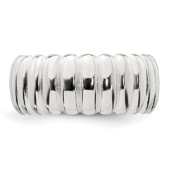 Sterling Silver Polished 8.5mm Ridge Pattern Ring - 2