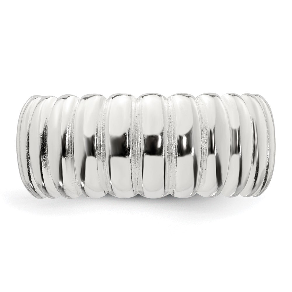 Sterling Silver Polished 8.5mm Ridge Pattern Ring - 3