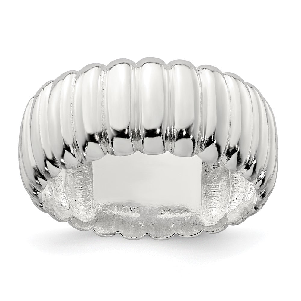 Sterling Silver Polished 8.5mm Ridge Pattern Ring - 2