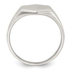 Sterling Silver Polished 12.2mm x 11.4mm Hexagon Closed Back Size 9 Mens Signet Ring