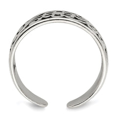 Sterling Silver Antiqued Floral Toe Ring - 3