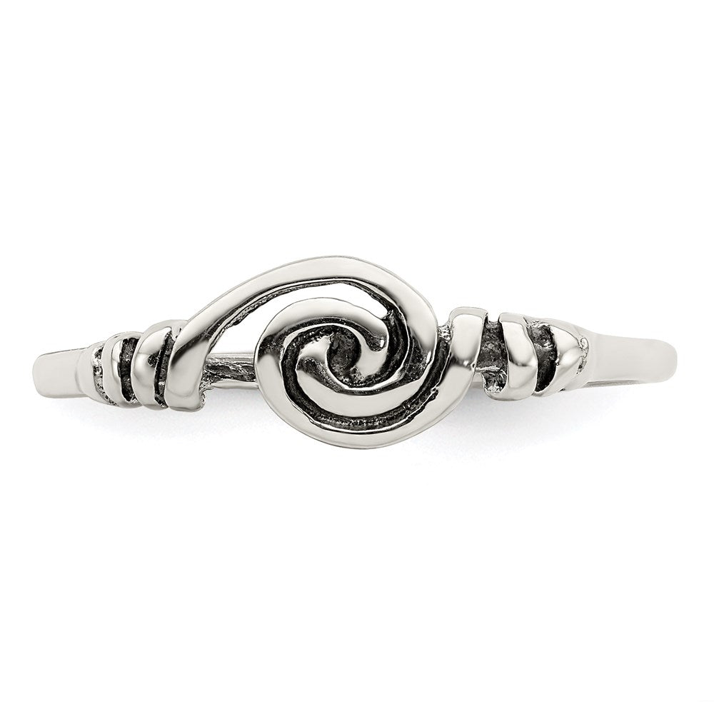 Sterling Silver Antiqued Swirl Ring - 3