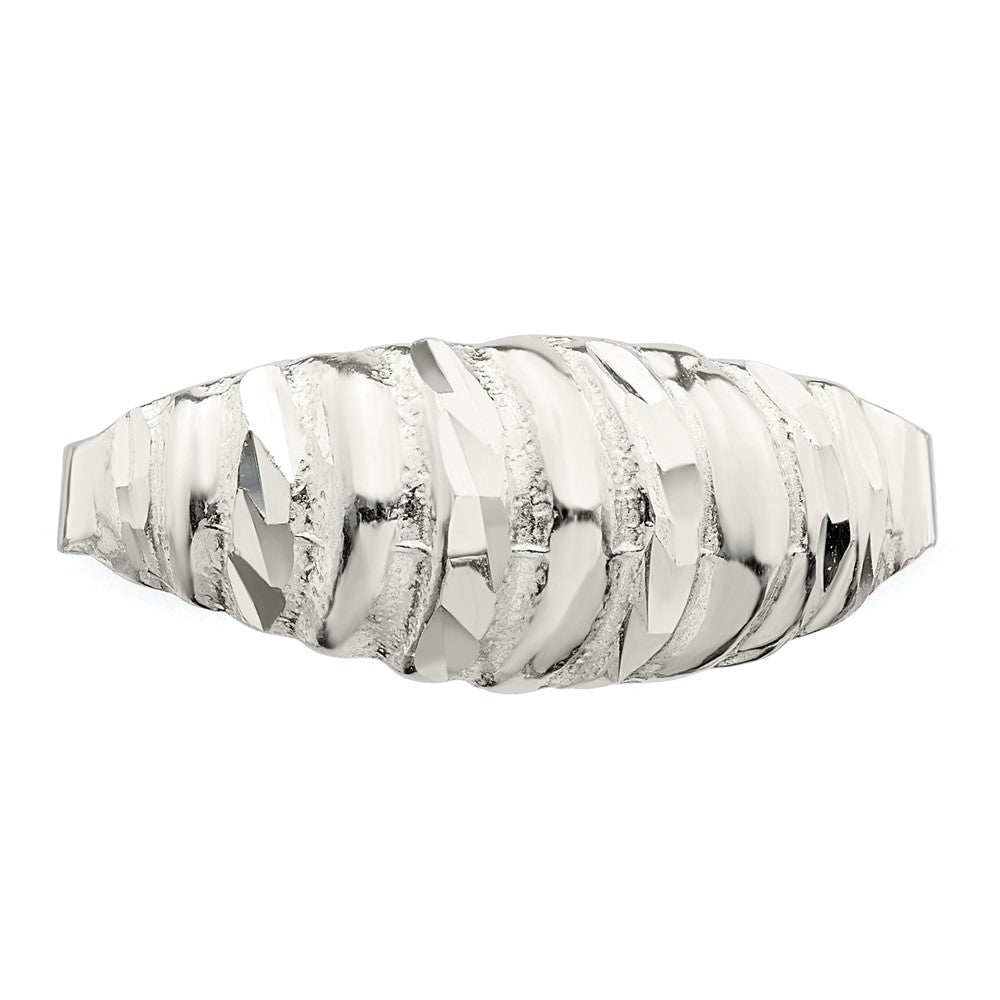 Sterling Silver Diamond-cut Domed Ring - 3
