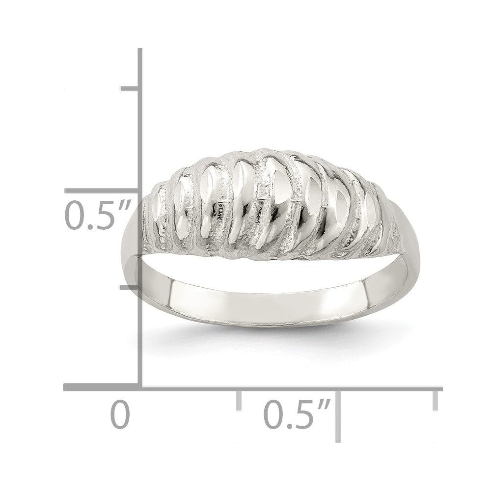 Sterling Silver Diamond-cut Domed Ring - 3