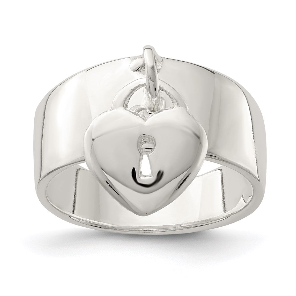 Sterling Silver Dangle Lock Ring - 2