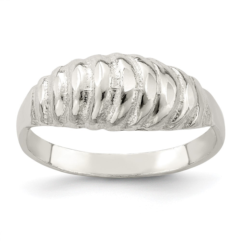 Sterling Silver Diamond-cut Domed Ring - 3