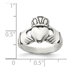 Sterling Silver Antiqued Claddagh Ring - 11