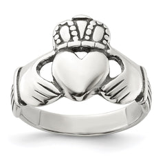Sterling Silver Antiqued Claddagh Ring - 12