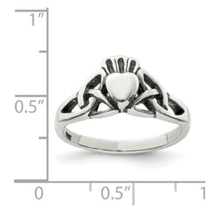 Sterling Silver Antiqued Claddagh Ring - 9
