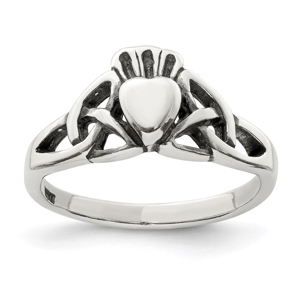 Sterling Silver Antiqued Claddagh Ring - 9