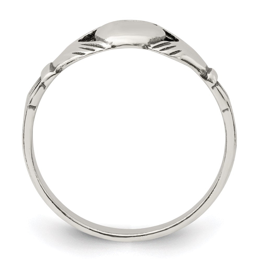 Sterling Silver Antiqued Claddagh Ring - 8