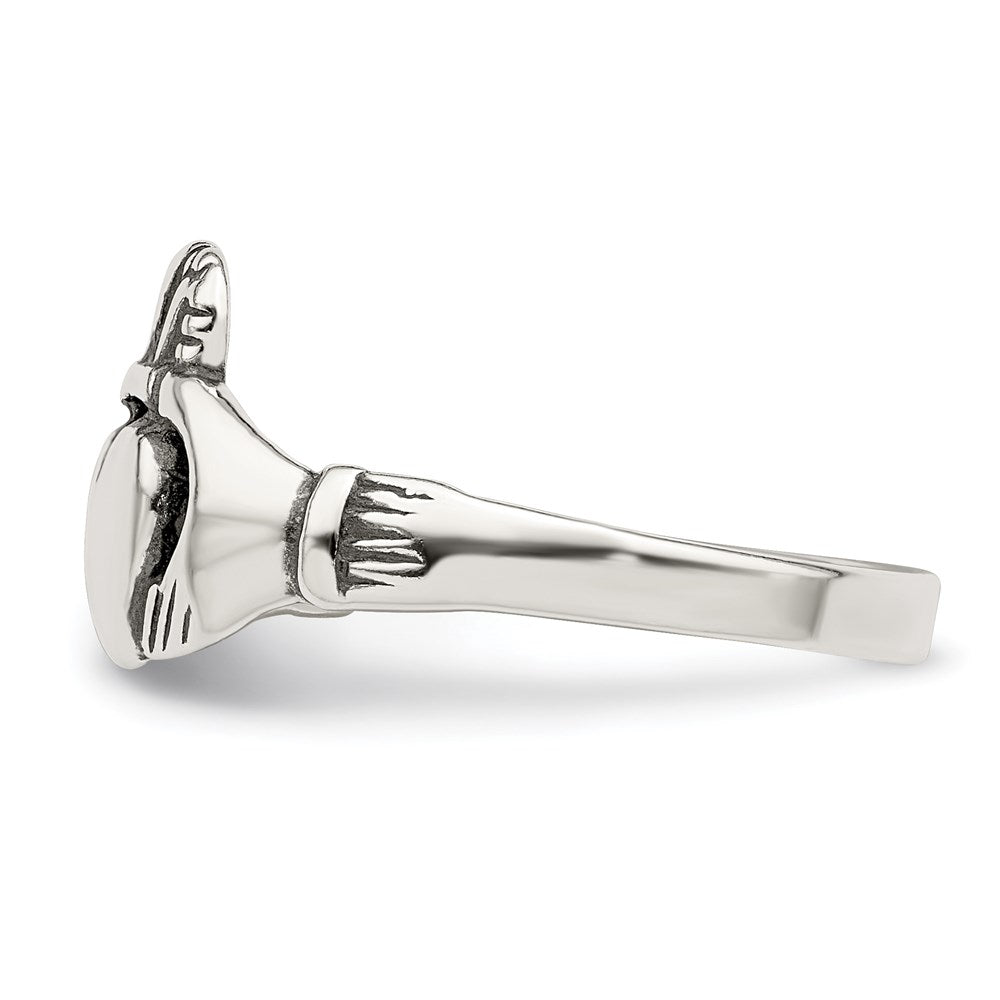 Sterling Silver Antiqued Claddagh Ring - 8
