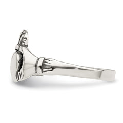 Sterling Silver Antiqued Claddagh Ring - 8