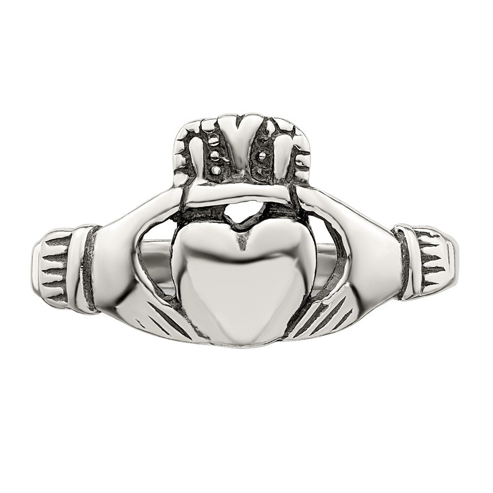 Sterling Silver Antiqued Claddagh Ring - 8