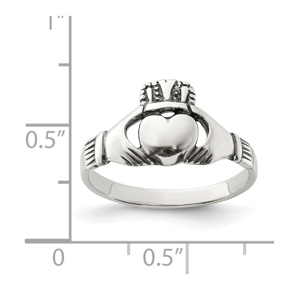 Sterling Silver Antiqued Claddagh Ring - 8