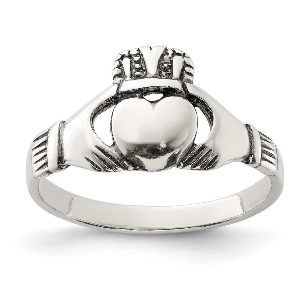 Sterling Silver Antiqued Claddagh Ring - 8