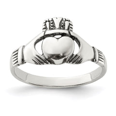 Sterling Silver Antiqued Claddagh Ring - 8
