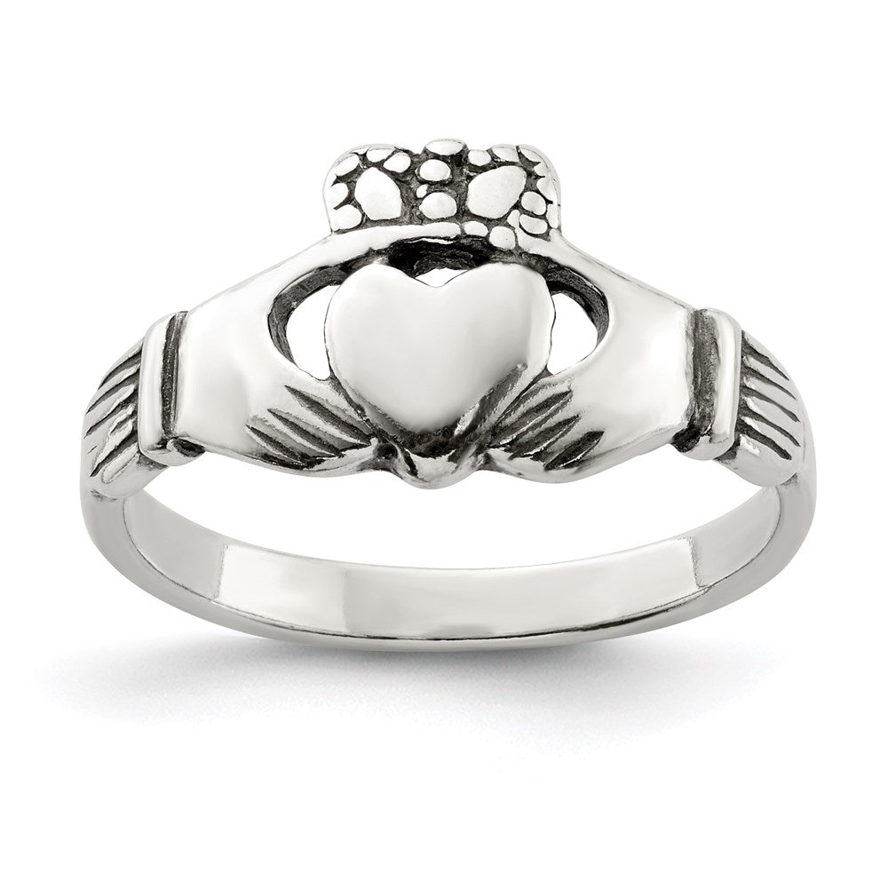 Sterling Silver Antiqued Claddagh Ring - 3