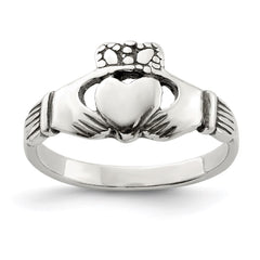 Sterling Silver Antiqued Claddagh Ring - 3