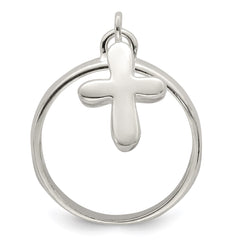 Sterling Silver Solid Cross Dangle Ring - 2