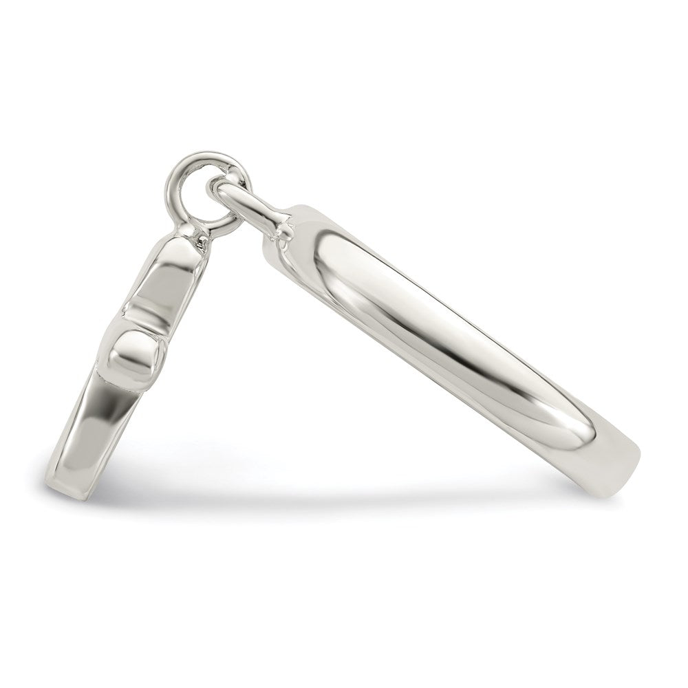 Sterling Silver Solid Cross Dangle Ring - 2