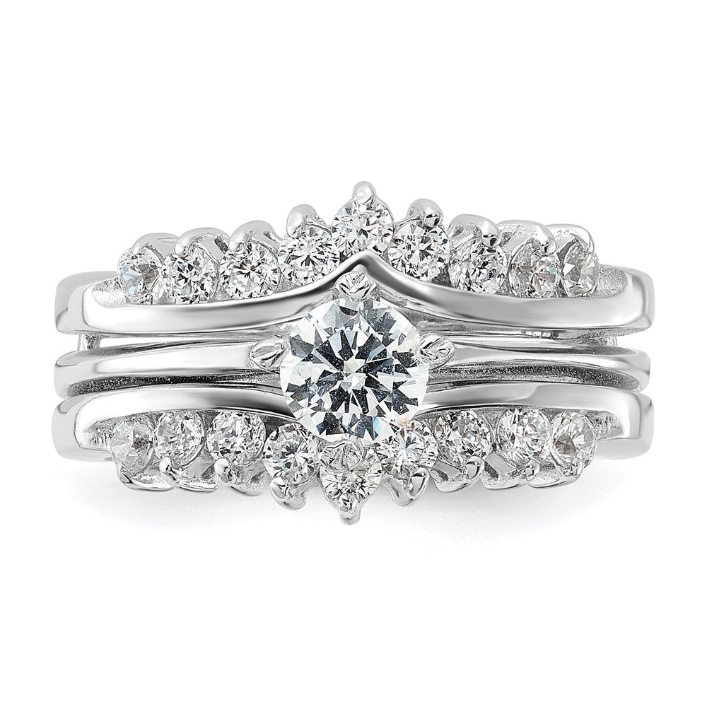 Sterling Silver Rhodium-plated CZ Ring Set - 5