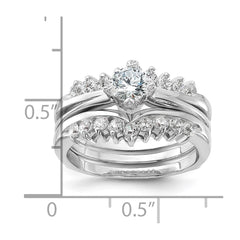 Sterling Silver Rhodium-plated CZ Ring Set - 3