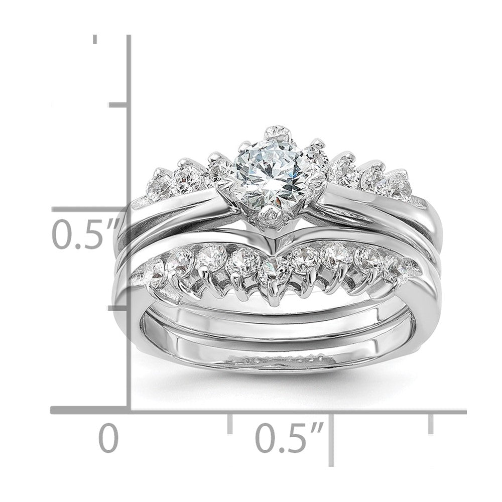 Sterling Silver Rhodium-plated CZ Ring Set - 5