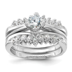 Sterling Silver Rhodium-plated CZ Ring Set - 3