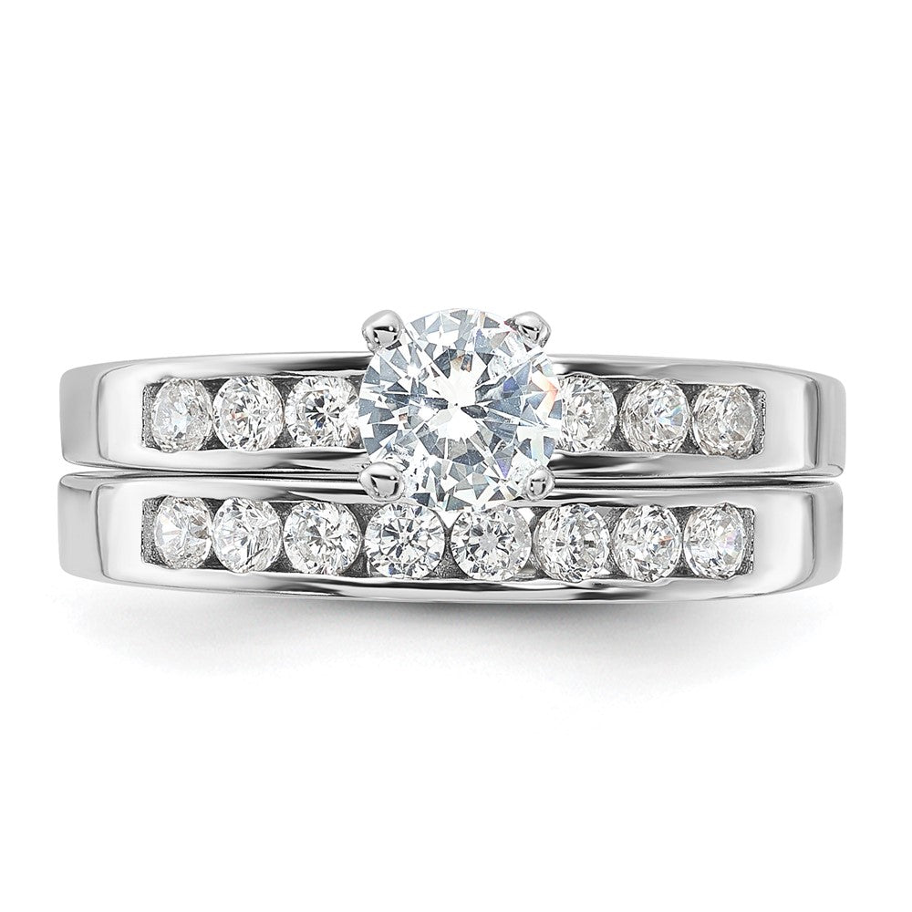 Sterling Silver Rhodium-plated CZ Ring Set - 6