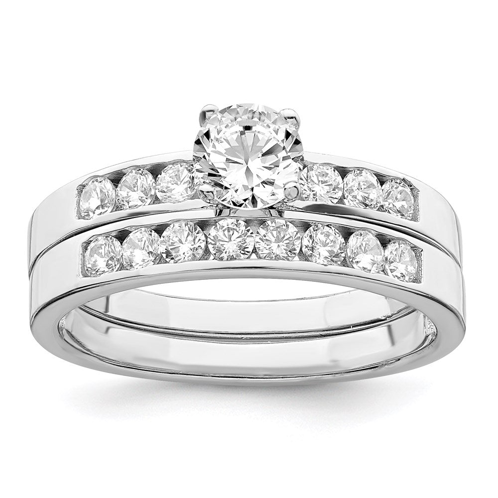 Sterling Silver Rhodium-plated CZ Ring Set - 6