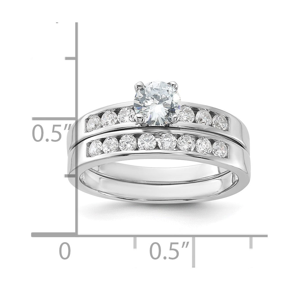 Sterling Silver Rhodium-plated CZ Ring Set - 6