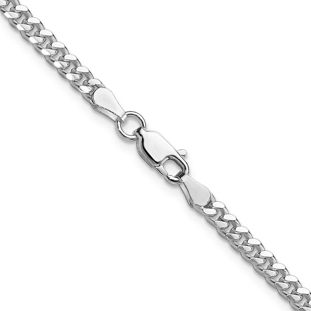 Sterling Silver Rhodium-plated 3.25mm Domed Curb Chain