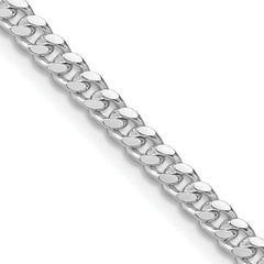 Sterling Silver Rhodium-plated 3.25mm Domed Curb Chain - 3
