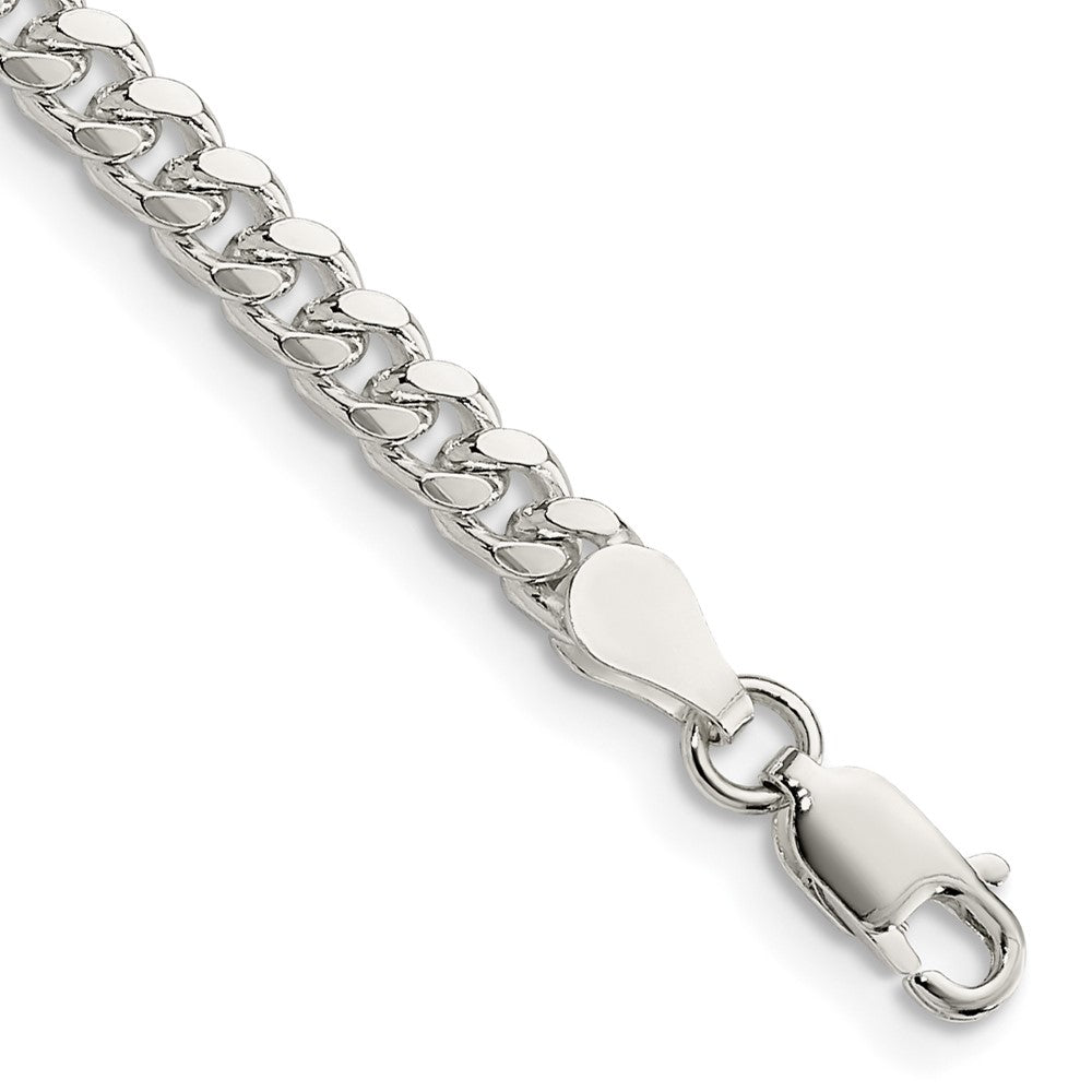 Sterling Silver 4mm Domed w/ Side D/C Curb Chain - 4