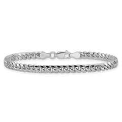 Sterling Silver Rhodium-plated 4mm Domed w/ Side D/C Curb Chain - 6