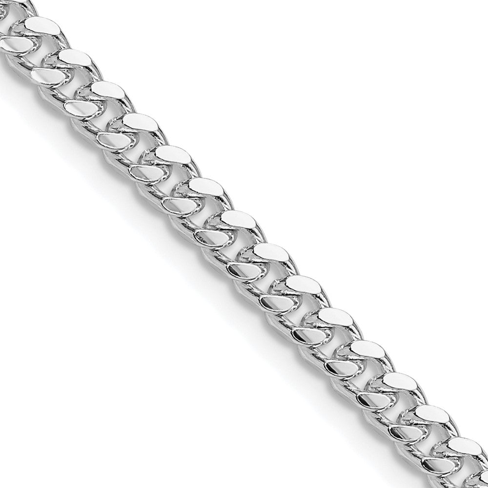 Sterling Silver Rhodium-plated 4mm Domed w/ Side D/C Curb Chain - 5