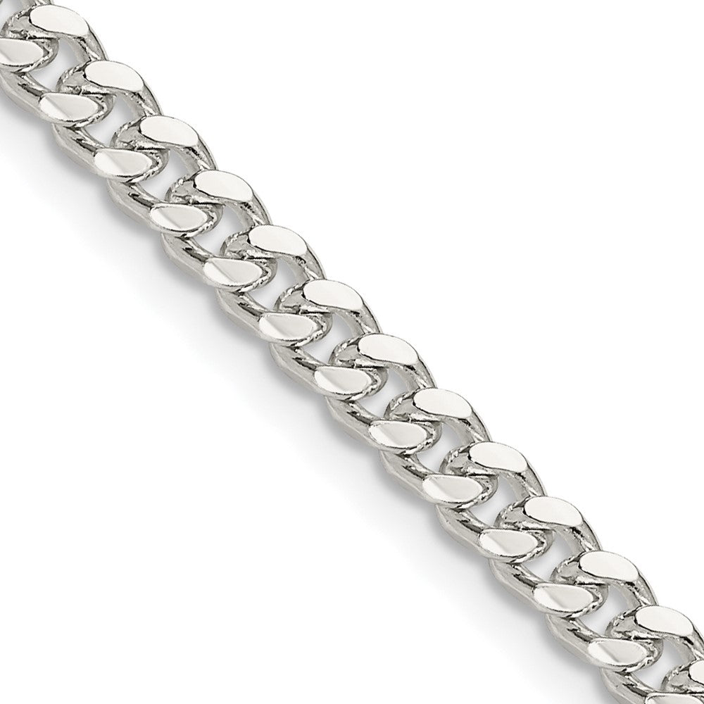 Sterling Silver 4mm Domed w/ Side D/C Curb Chain - 8