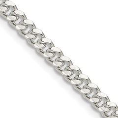 Sterling Silver 4mm Domed w/ Side D/C Curb Chain - 8