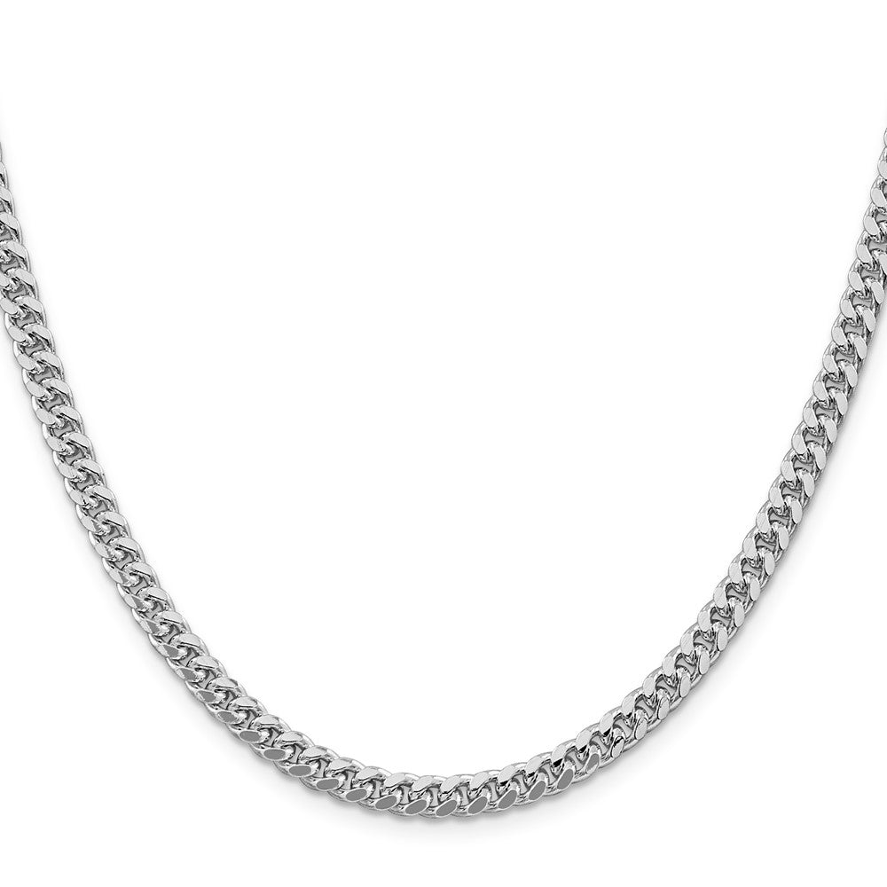 Sterling Silver Rhodium-plated 5mm Domed w/ Side D/C Curb Chain