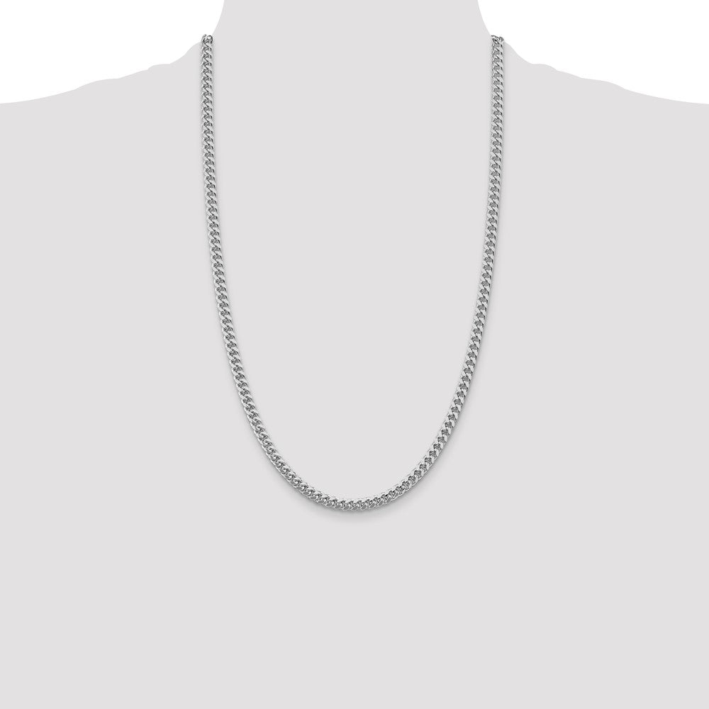 Sterling Silver Rhodium-plated 5mm Domed w/ Side D/C Curb Chain